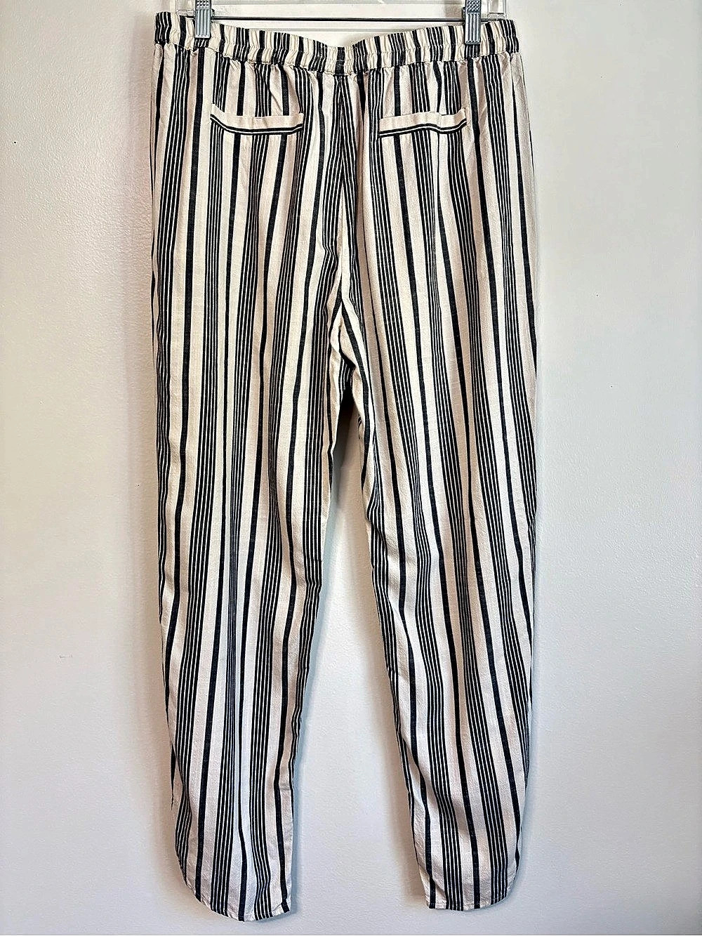 Marine Layer Allison Pant Blue Cream Striped Lightweight Straight Leg Pants Sz L - Picture 8 of 9